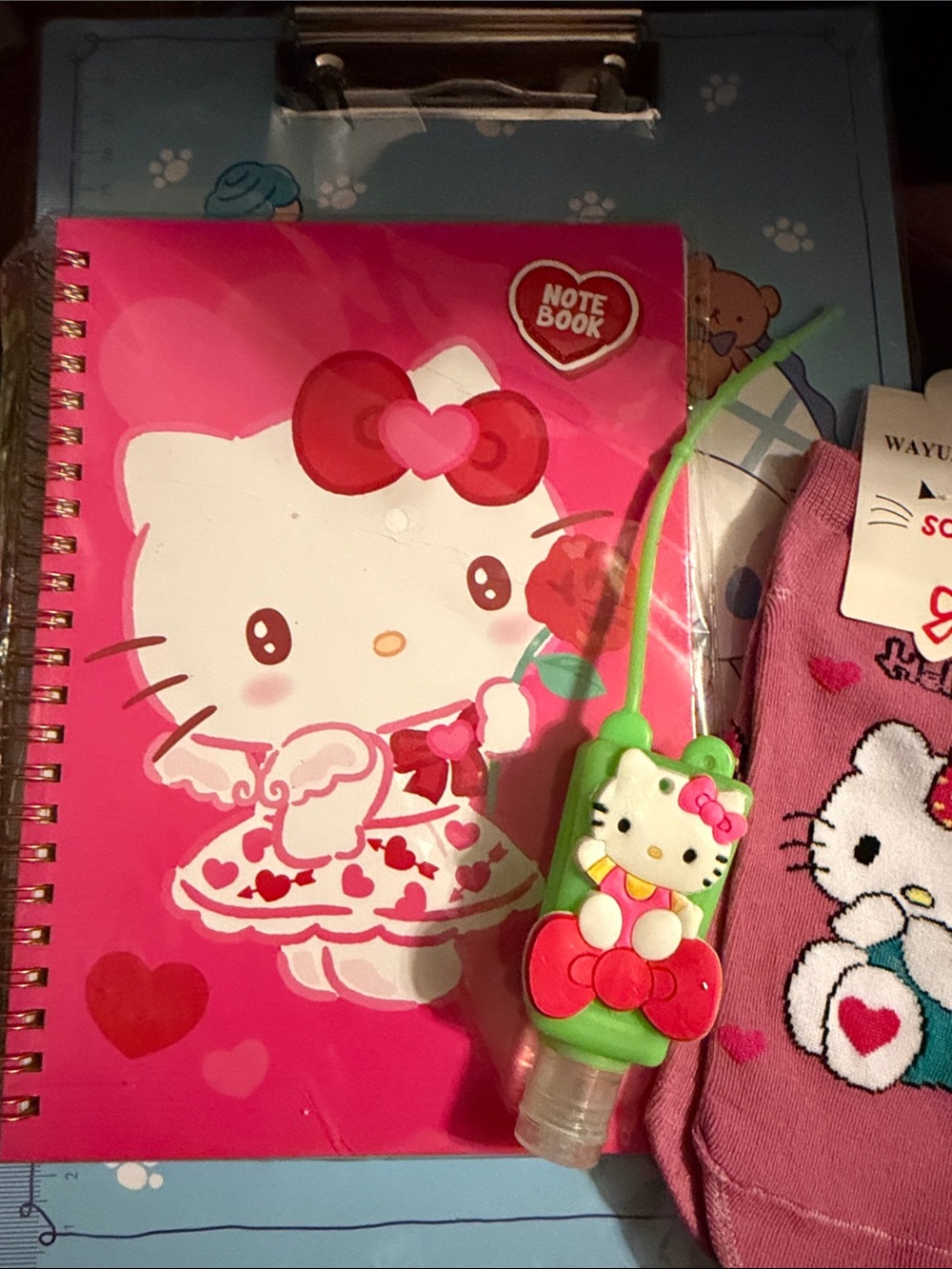 Pink Hello Kitty Notebook with Matching Hand Sanitizer Charm